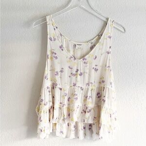 FREE PEOPLE Intimately Free Sleeveless Floral Tank Semi Sheer Flowy Size Medium